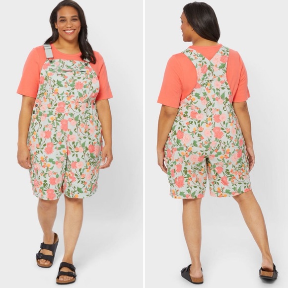 NWT 3X Duluth Heirloom Gardening Short
Overalls Mint Summer Dahlia Bibs Floral - Picture 9 of 9